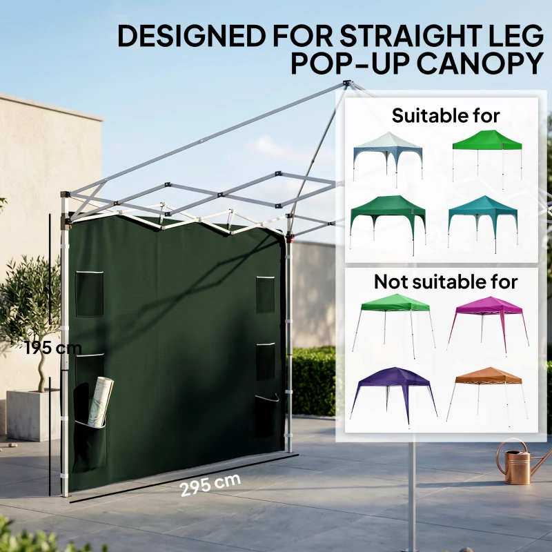 Outsunny 195 x 295cm Replacement Gazebo Sidewall - Green