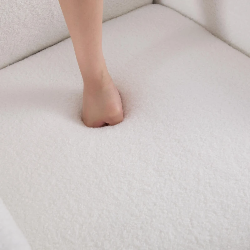 Schaukelstuhl mit verstellbarer Fußstütze, ergonomisches Wingback-Design, hohe Rückenlehne, Teddy-Stoff, 122,5x70x104 cm, Weiß