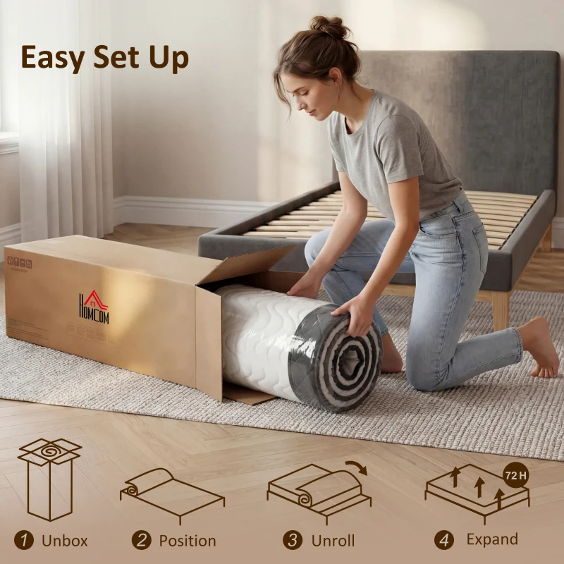 HOMCOM Matratze 140x190 cm, Doppelmatratze, Memory-Schaum, 20 cm Dicke, OEKO-TEX-zertifiziert, mittlere Festigkeit