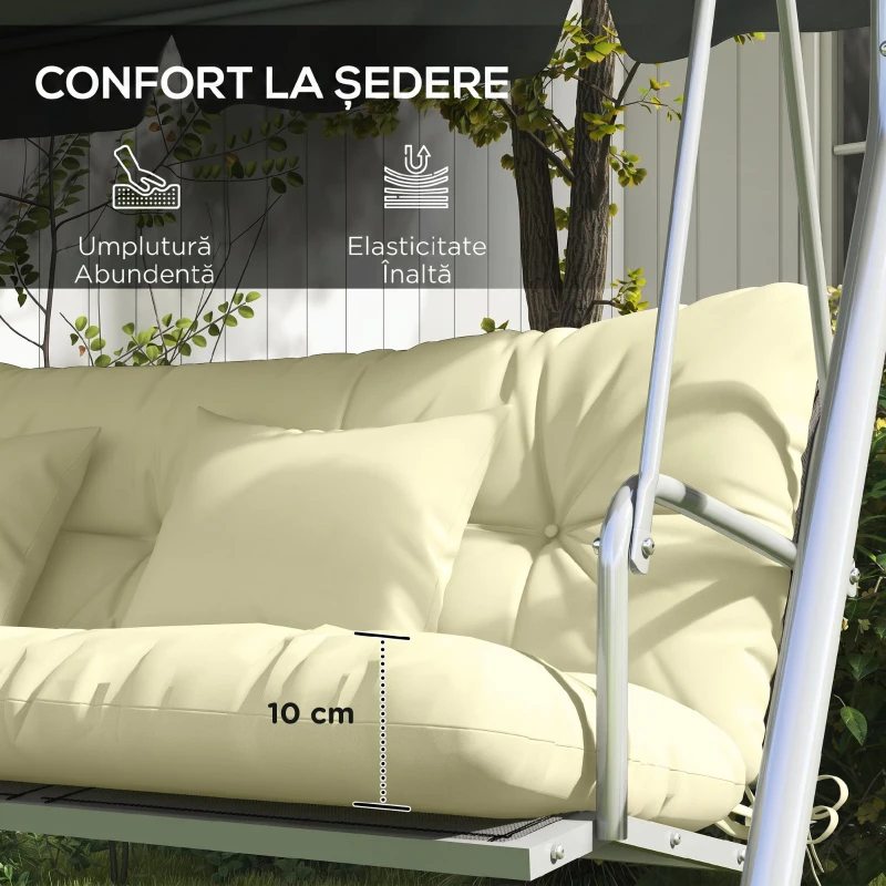 Outsunny Set 4 Perne de Grădină pentru Ședere și Spate cu Umplutură, din Poliester, Crem