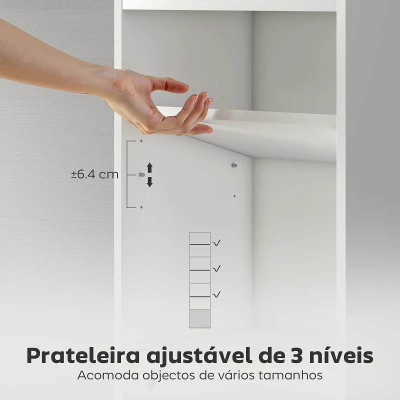 HOMCOM Estante de 7 Níveis Estante para Livros com Prateleiras Ajustáveis e Armário Estante Moderna 40x30x180 cm Branco