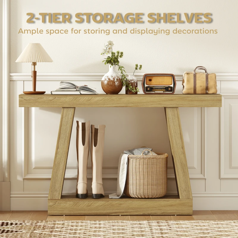 HOMCOM Tavolo Consolle 140 cm, Retro Divano con Contenitore, Rovere.