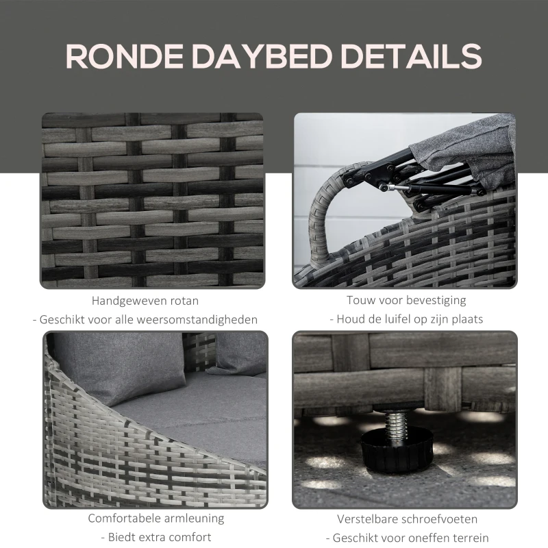 Outsunny rotan zonne-eiland 4-delig 230 cm x 145 cm x 80 cm