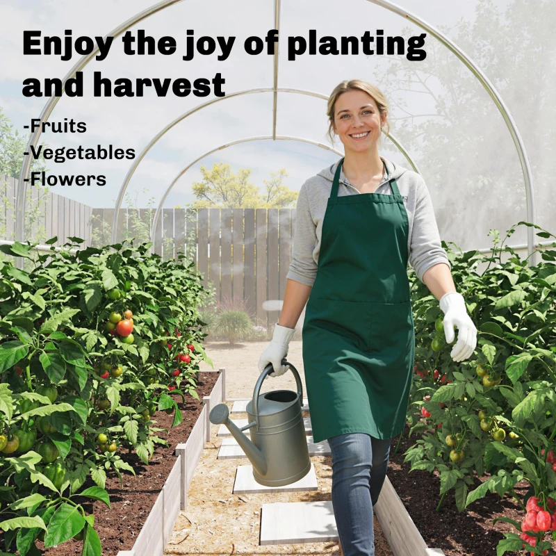 Outsunny Polytunnel Greenhouse Walk-in Grow House with PE Cover, Door and Galvanised Steel Frame, 3 x 2 x 2m, Clear