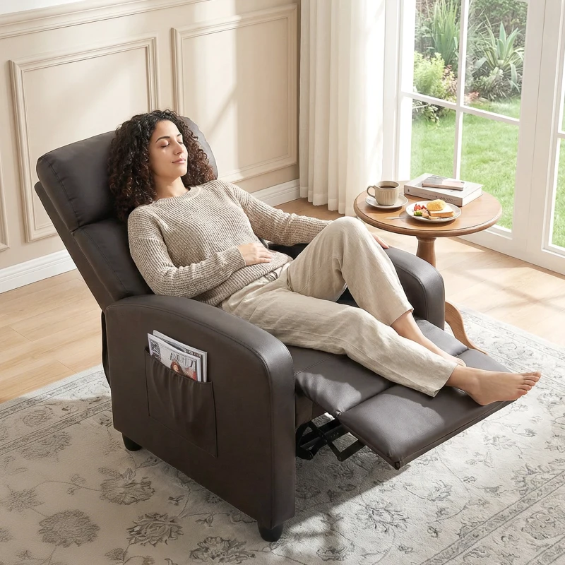 HOMCOM Relaxsessel Fernsehsessel mit Vibrationsmassage, Liegefunktion, 2 Massagepunkte, Fernbedienung, 68 x 88 x 98 cm Braun