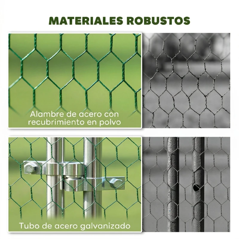 PawHut Gallinero para Exterior Grande 4x3x1,97 m 12 m² Gallinero de Acero Galvanizado con Puerta con Doble Cierre Plata