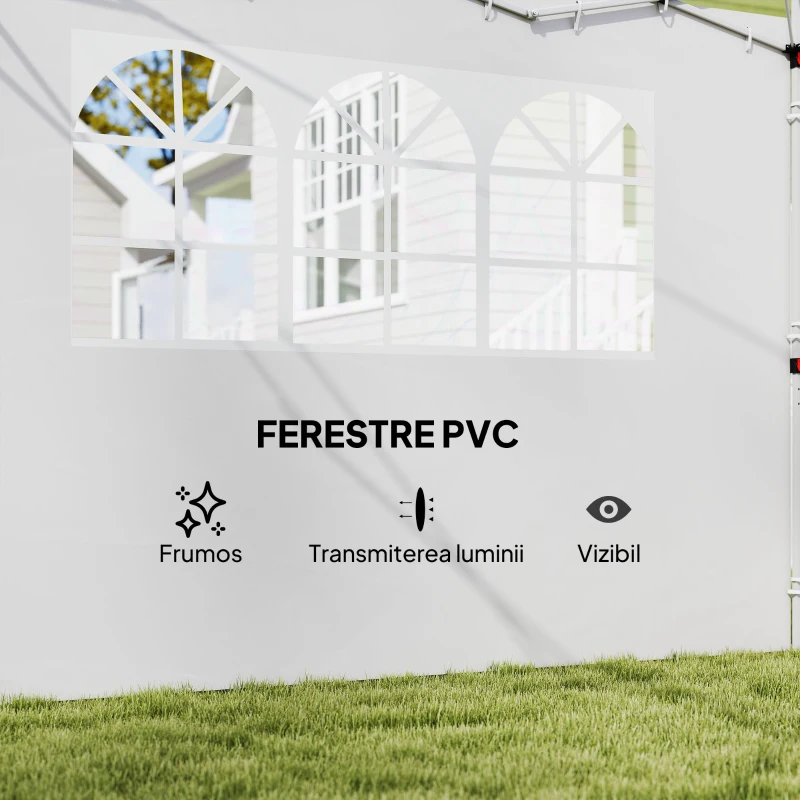 Outsunny Panouri Laterale pentru Foișor Pop-Up, 3x2m, Alb