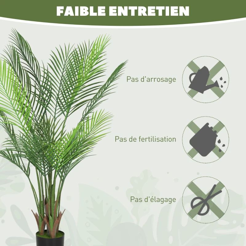 HOMCOM Plante artificielle intérieure 120 cm, palmier arbre artificiel avec pot en plastique et flocage, vert