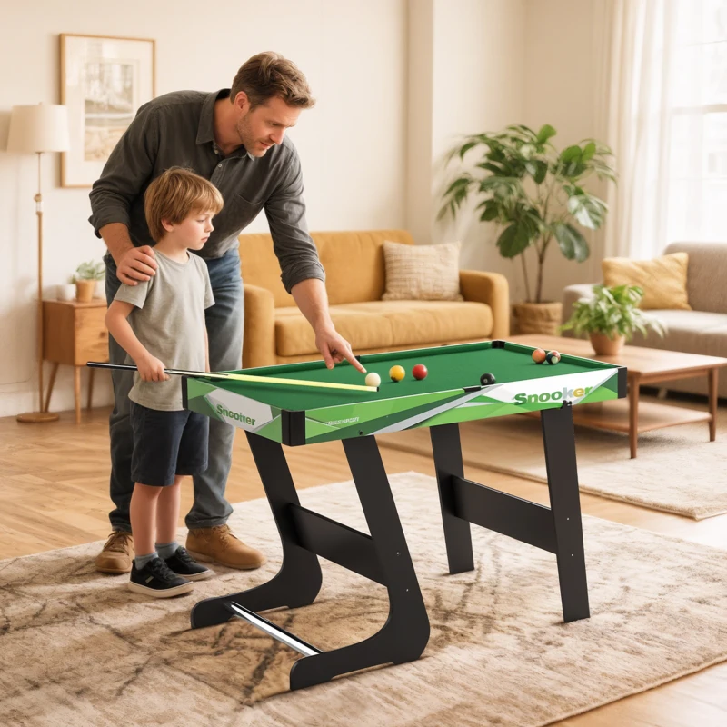 SPORTNOW Mesa de Billar Plegable 104 cm con 16 Bolas 2 Tacos Tiza Triángulo y Cepillo para Niños y Adultos Verde