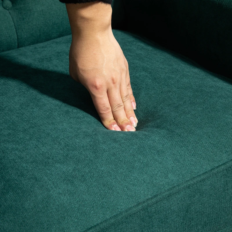 HOMCOM Eleganter Ohrensessel, dick gepolstert, abnehmbarer Bezug, 74 x 86 x 102 cm, Dunkelgrün