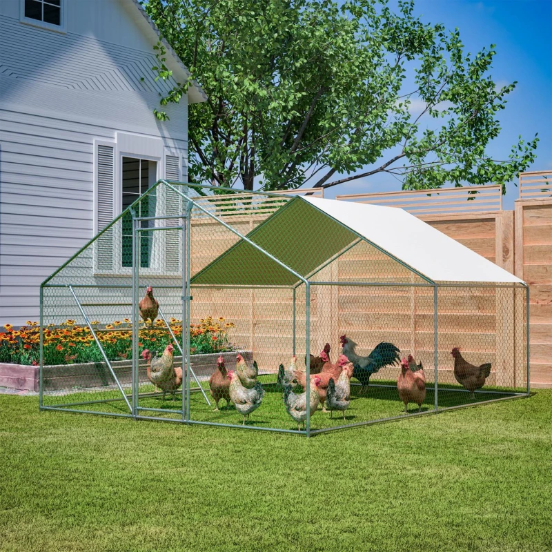 Hühnerstall mit Sitzleiter, 303x400x200 cm, Grau