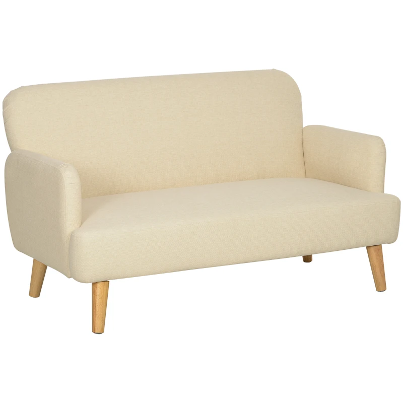 HOMCOM Divano 2 Posti Moderno Effetto Velluto con Imbottitura Spessa, 140x74x79cm, Bianco Crema