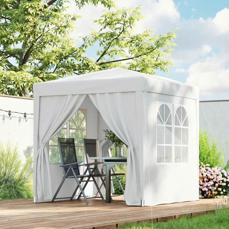 Outsunny Tonnelle de jardin extérieure tonnelle pliante pop-up réglable en hauteur protection UV 2 x 2 m blanc