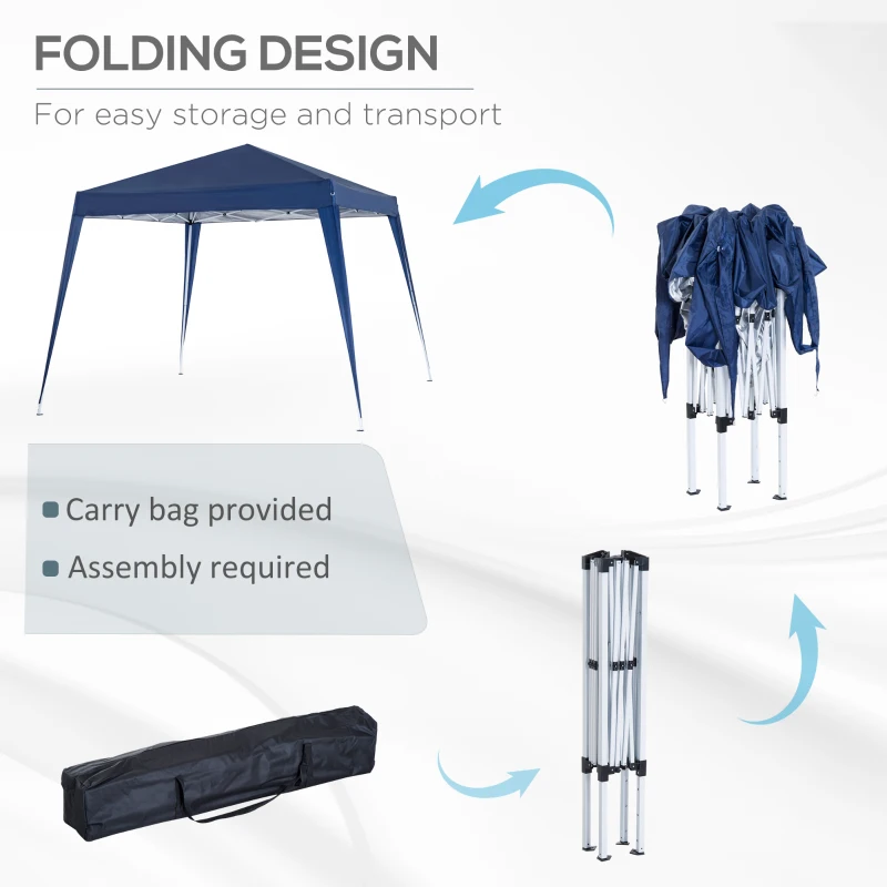 Outsunny 3x3m Pop-up Garden Canopy Foldable Tent Steel Waterproof Oxford Polyester UV-Resistant with Carry Bag Blue