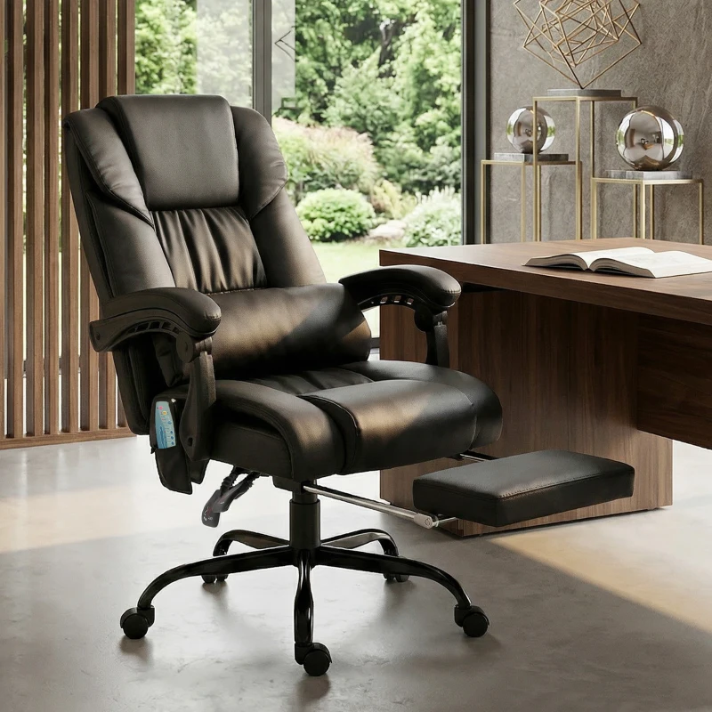 Vinsetto Cadeira de Escritório com Massagem de 6 Pontos Encosto Alto Reclinável Apoio para Pés e Controlo Remoto 66x75x112-122 cm Preto