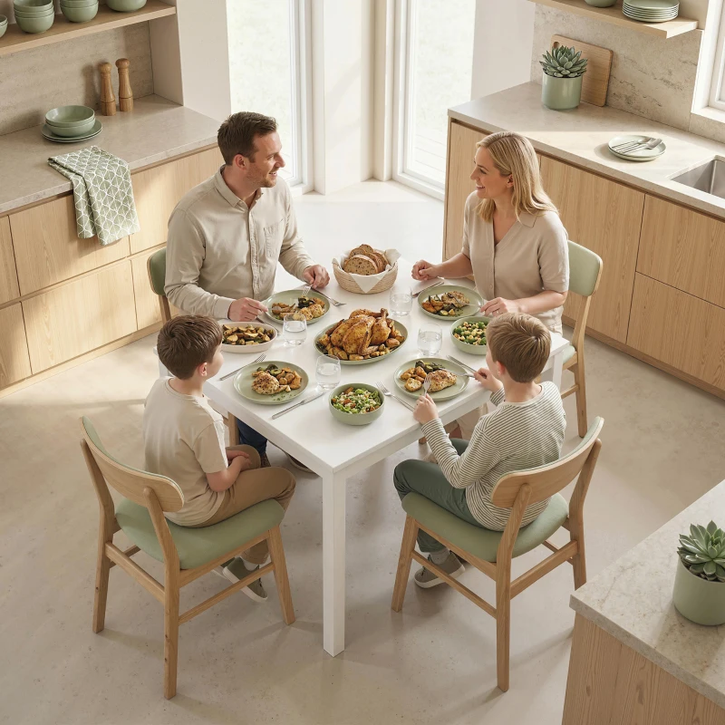 HOMCOM Masă de Sufragerie Extensibilă 80-120 cm pentru 4-6 Persoane, Masă Economisitoare de Spațiu cu Extensie Glisantă, Natural