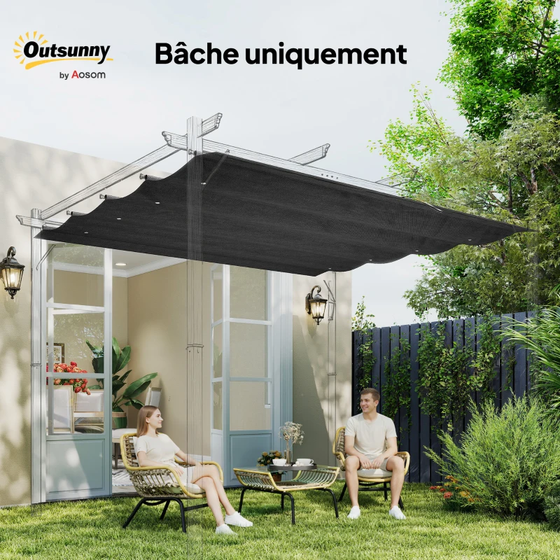 Outsunny Toile de toit de rechange pour pergola toile de remplacement protection solaire Anti-UV 30+ pour pergola de 3 x 2 m