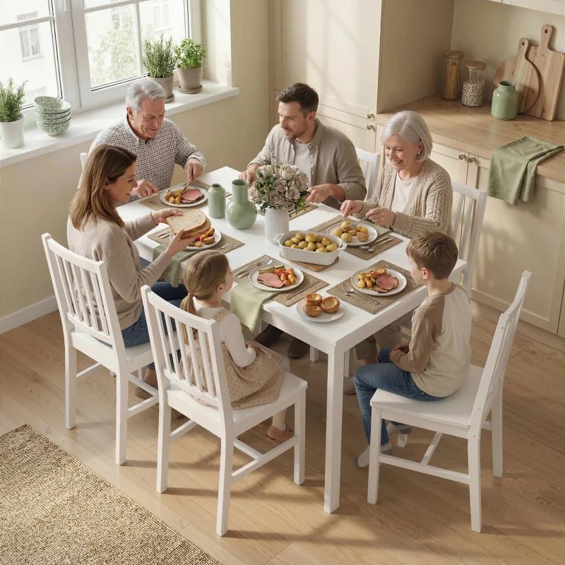 HOMCOM Masă de Sufragerie Extensibilă 80-120 cm pentru 4-6 Persoane, Masă Economisitoare de Spațiu cu Extensie Glisantă, Natural