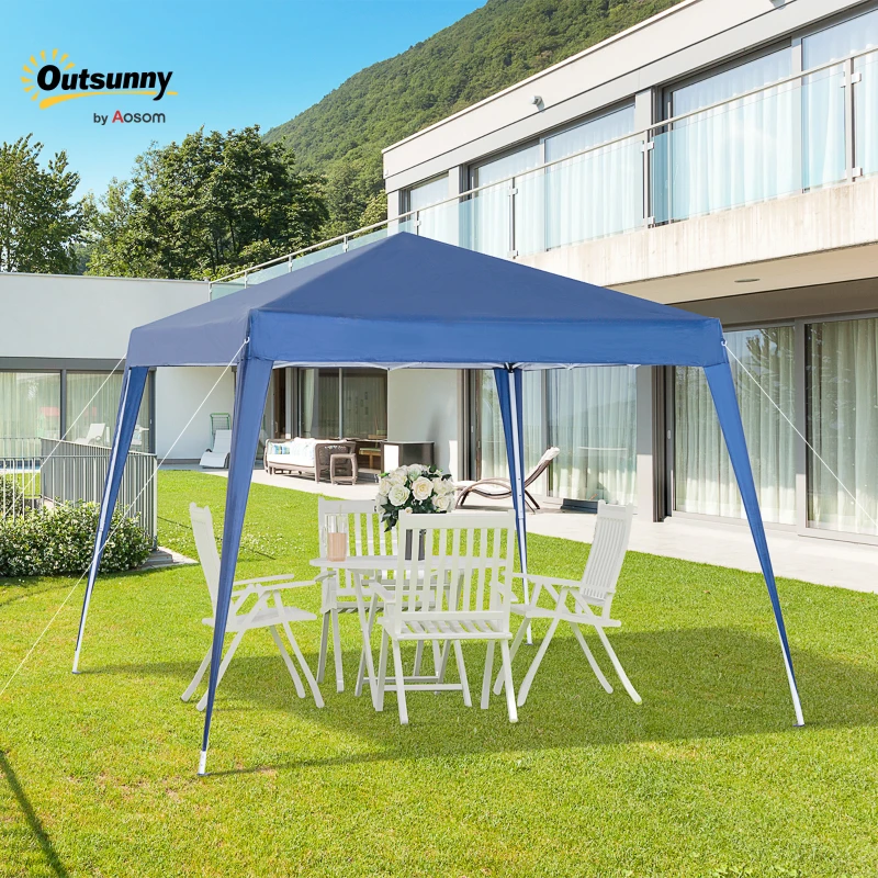 Outsunny 3x3m Pop-up Garden Canopy Foldable Tent Steel Waterproof Oxford Polyester UV-Resistant with Carry Bag Blue