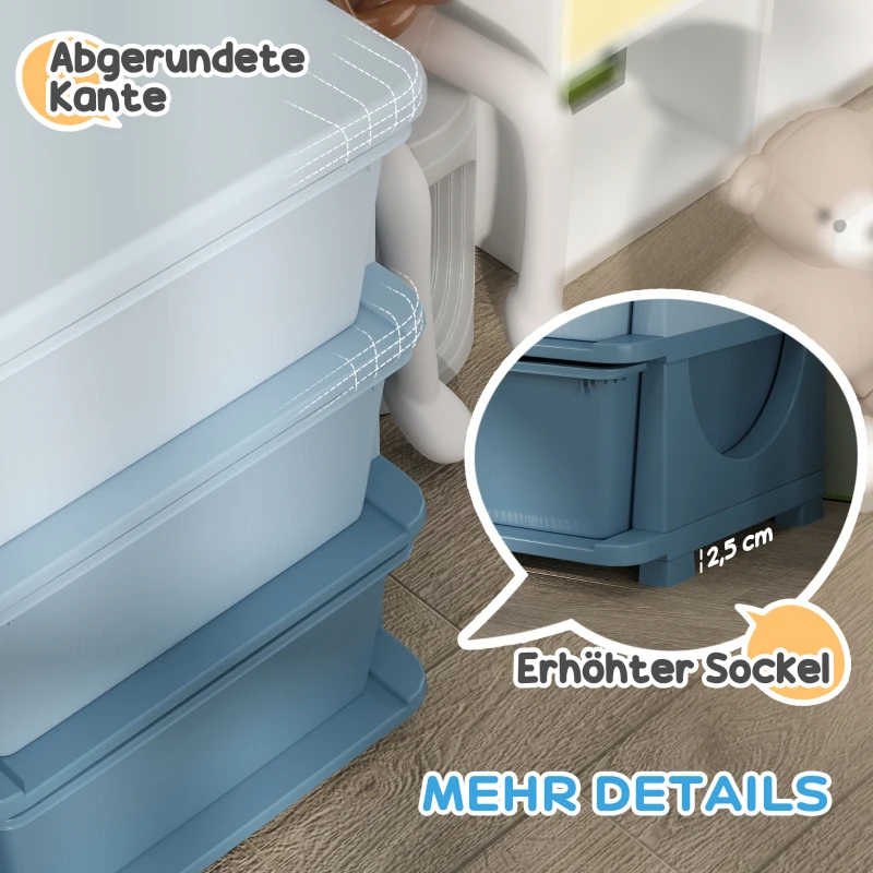 HOMCOM Opbergbox voor kinderen, kinder-opbergbox met 9 laden, blauw