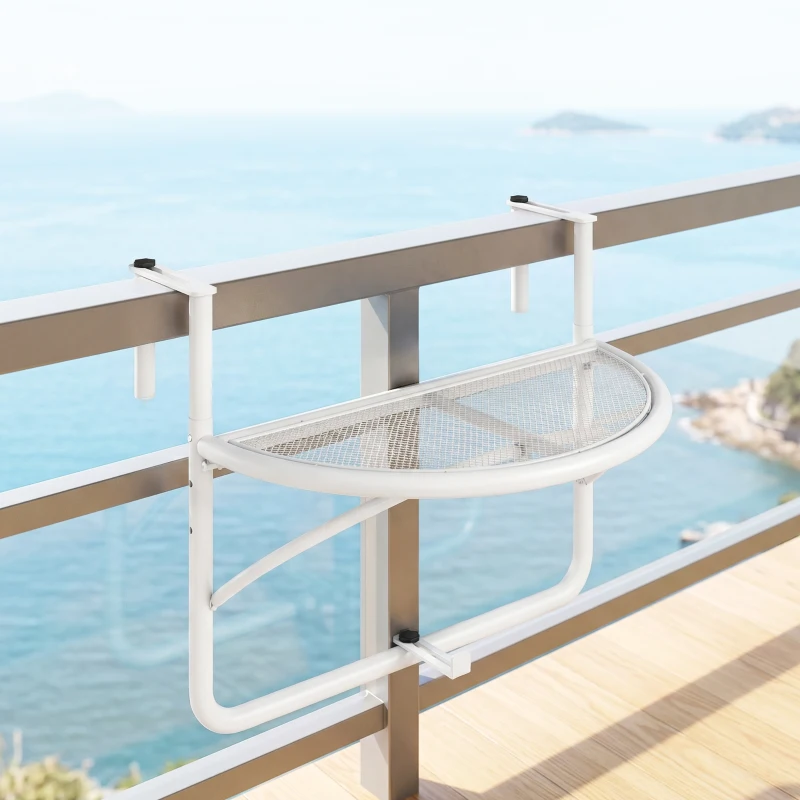 Outsunny Balkon hangtafel hangtafel in hoogte verstelbaar halfrond Ø30 cm terras metaal