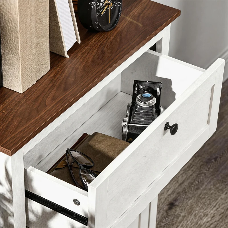 HOMCOM Meuble de rangement buffet multi-rangements 2 portes avec étagère réglable 1 tiroir, dim. 60L x 30P x 87,5H cm