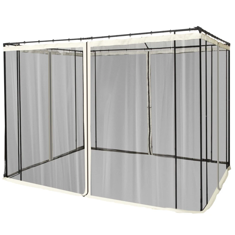 Outsunny 302 x 207cm Universal Replacement Mesh Sidewall Netting for Patio Gazebos and Canopy Tents, (Sidewall Only) Beige