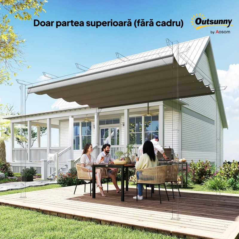 Outsunny Tettuccio di Ricambio per Gazebo 3x3 m con 10 Fori di Drenaggio Grigio