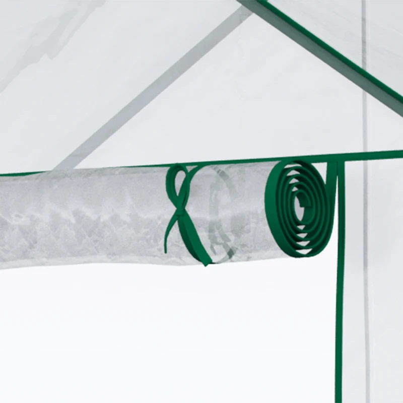 Outsunny Garden greenhouse 4 shelves steel PVC high-density 140 g/m² UV-resistant 142 x 73 x 195 cm transparent green