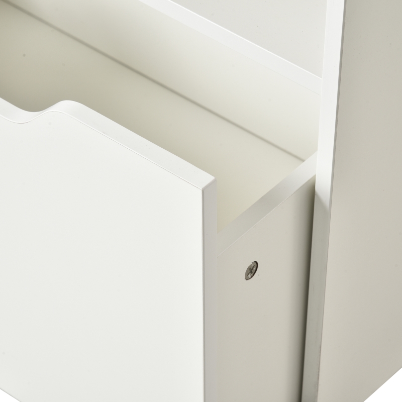 HOMCOM Kids Bookshelf, Toy Organiser, with Storage Drawer, Wheels - White