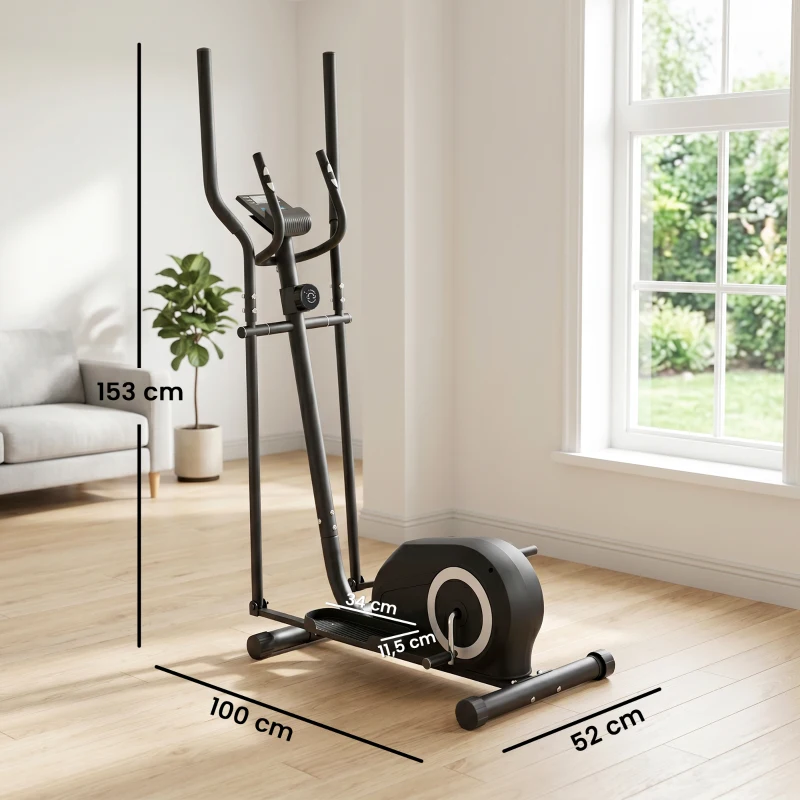 SPORTNOW Crosstrainer für Zuhause Ellipsentrainer mit Bluetooth App-Kompatibilität 8 Widerstandsstufe Schwungrad LCD-Monitor Grau