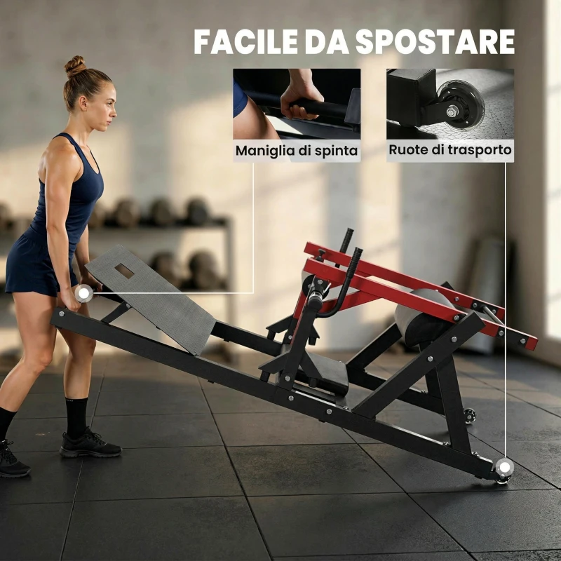 SPORTNOW Macchina per Hip Thrust con Pedana Regolabile, Capacità 270 kg e Porta Pesi, Rosso