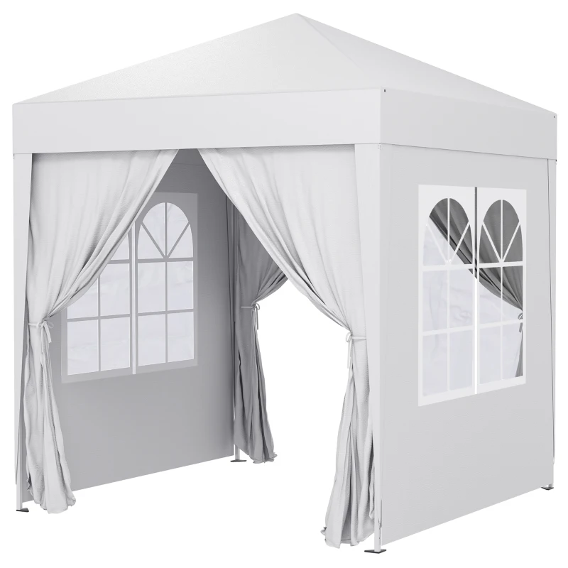 Outsunny Tonnelle de jardin extérieure tonnelle pliante pop-up réglable en hauteur protection UV 2 x 2 m blanc