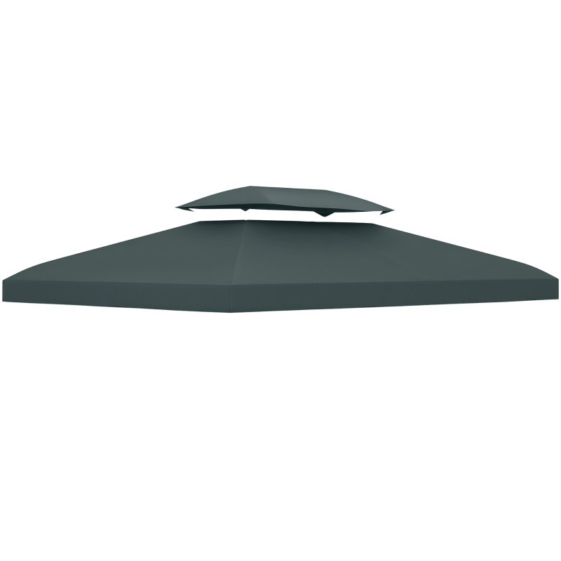 Outsunny 3x4m Gazebo Canopy Replacement Cover, 2 Tier Top Roof UV Cover Garden Patio Outdoor Sun Awning Shelters, Charcoal Grey (TOP COVER ONLY)