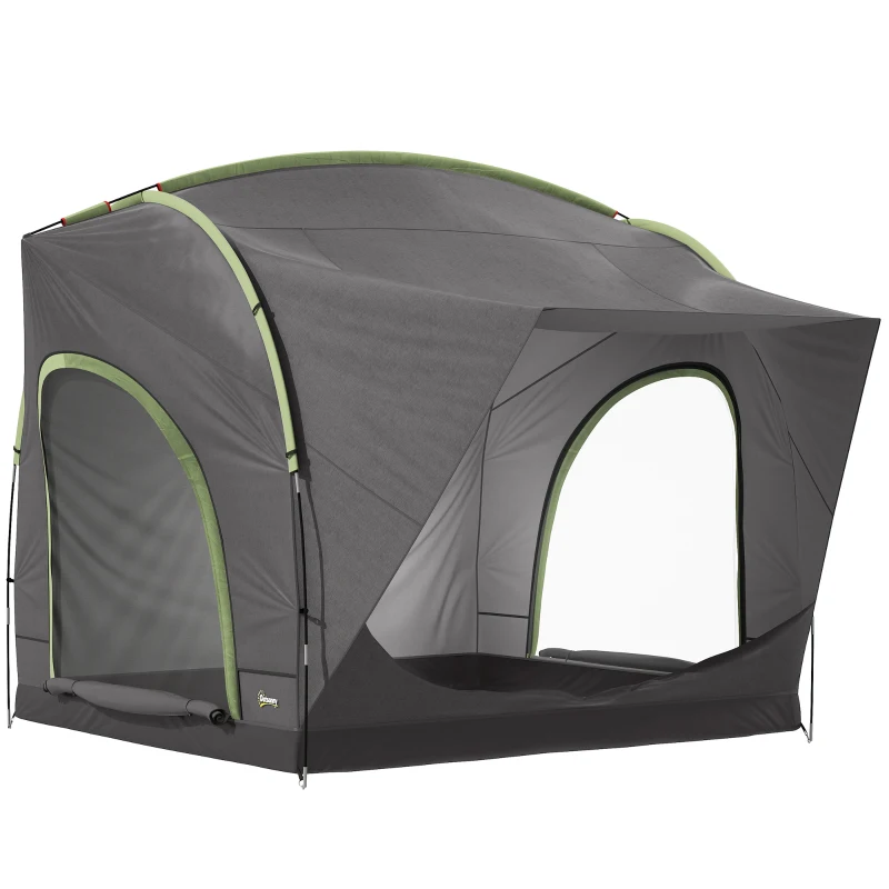 Outsunny Car Tent with 2.35m Stand-Up Height, 3000mm Waterproof Tailgate Tent with Mesh Windows for Family Camping Travelling