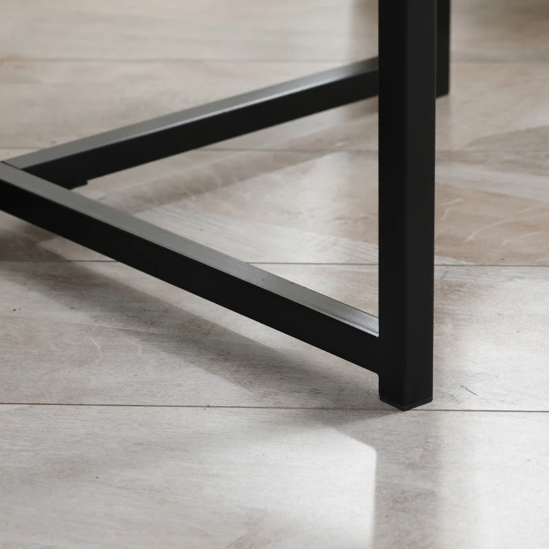 HOMCOM Round concrete-effect coffee table in wood and metal - Ø 80 x 45 cm - crossed base