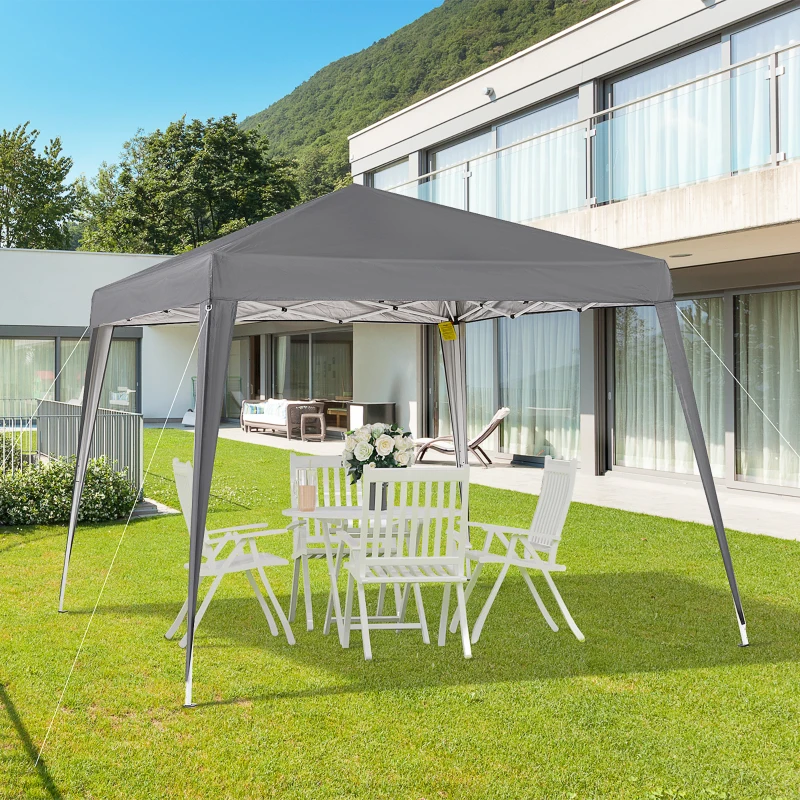 Outsunny Garden Canopy 3x3m Pop-up Folding Tent Steel Waterproof Polyester UV-Resistant with Carry Bag Gray