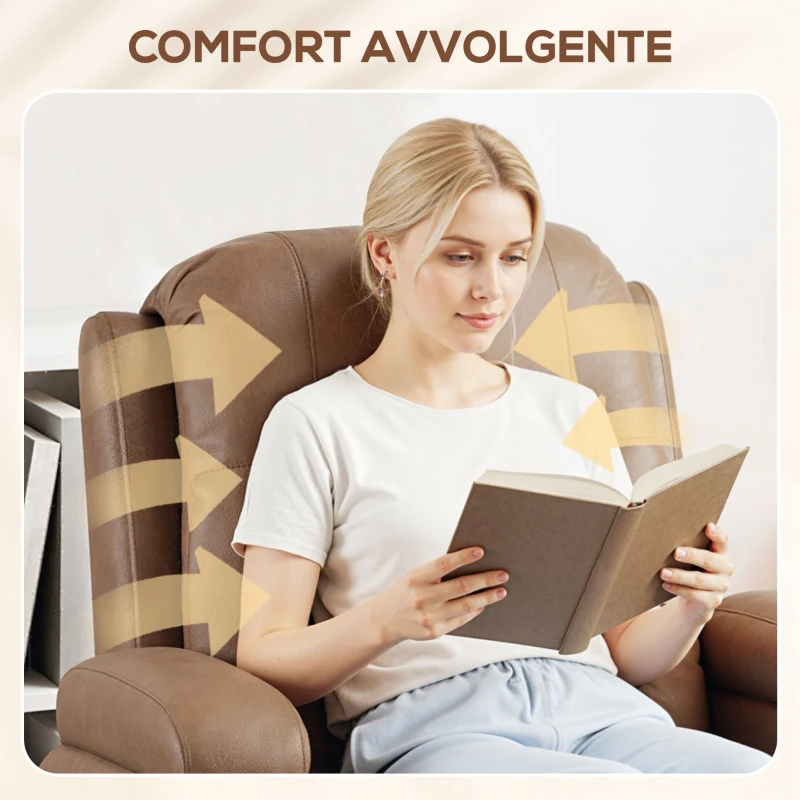 HOMCOM Poltrona Relax Reclinabile Massaggiante Riscaldante in Similpelle con 8 Punti Massaggio, Marrone