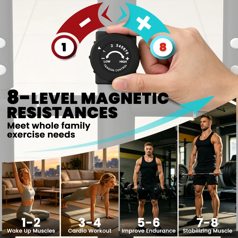 SPORTNOW Crosstrainer für Zuhause Ellipsentrainer mit Bluetooth App-Kompatibilität 8 Widerstandsstufe Schwungrad LCD-Monitor Grau