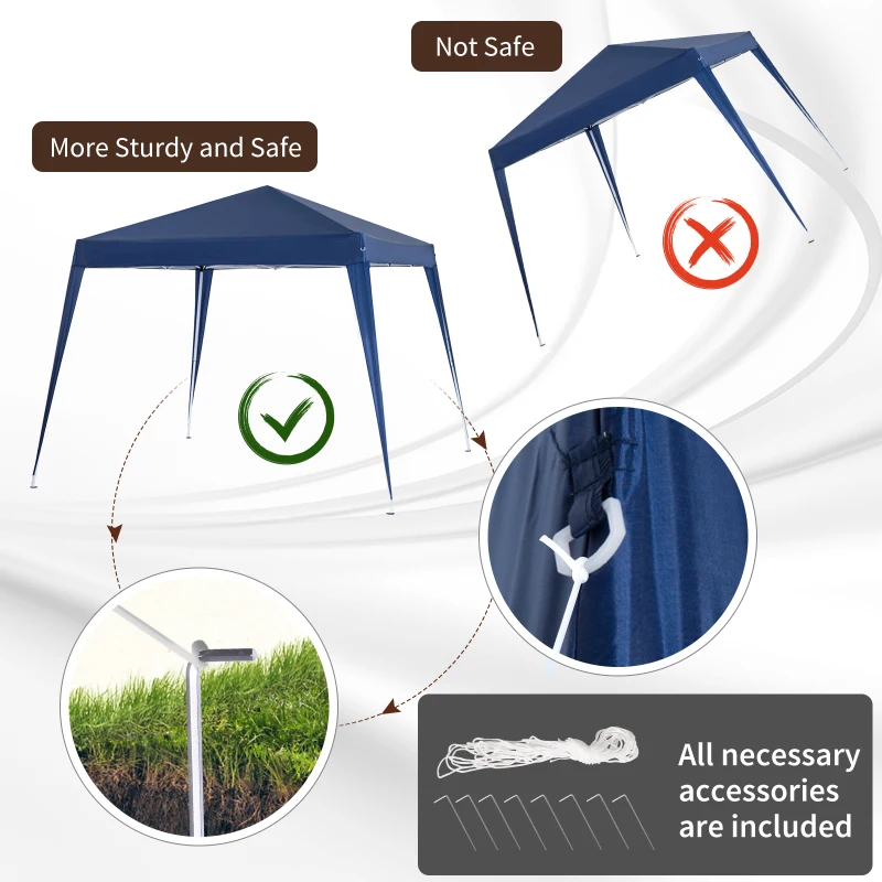 Outsunny 3x3m Pop-up Garden Canopy Foldable Tent Steel Waterproof Oxford Polyester UV-Resistant with Carry Bag Blue