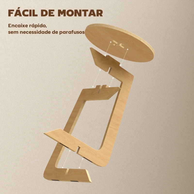 HOMCOM Mesa Auxiliar em Forma de C Mesa Redonda com Montagem Rápida Ideal para Espaços Pequenos Sala, Quarto Ø39x50,5 cm Madeira
