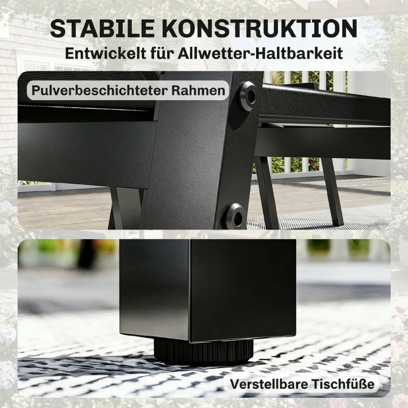 Outsunny Gartenmöbel Set Sitzgruppe 7-teilig Tisch mit 6 Atmungsaktiven Stühlen Hoche Rückenlehne Lamellendesign Holzoptik