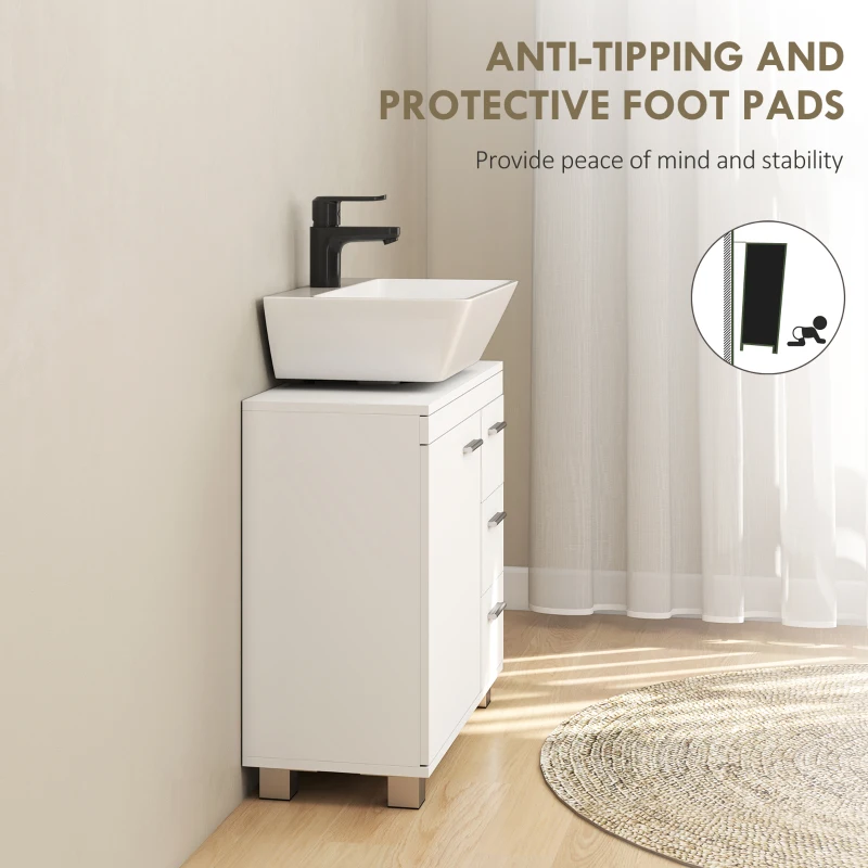 HOMCOM Bathroom Under-Sink Cabinet with Cupboard, Shelves and Drawers, White