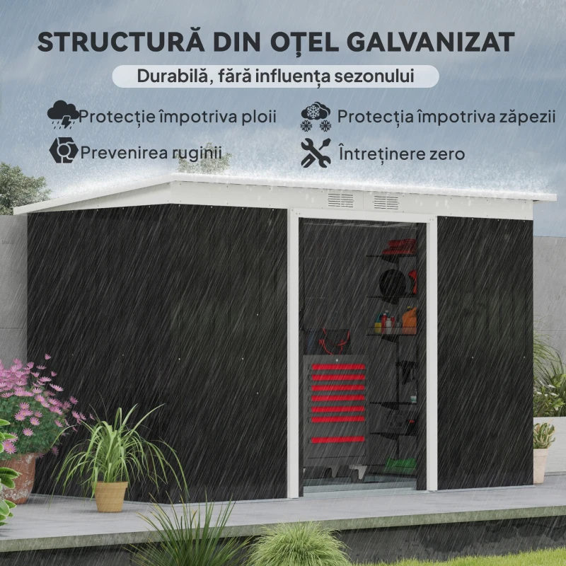 Outsunny Magazina de Scule din Otel cu Usi Glisante