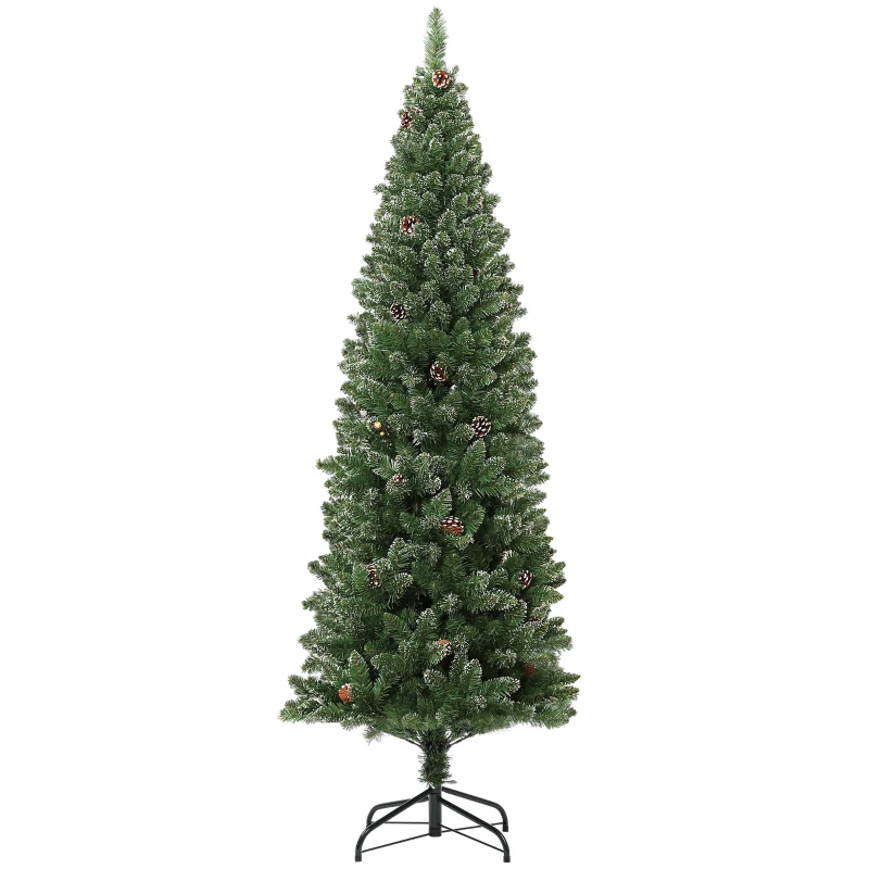HOMCOM Sapin de Noël artificiel 180 cm arbre de Noël Slim avec support en acier pliable, 618 branches épines, vert