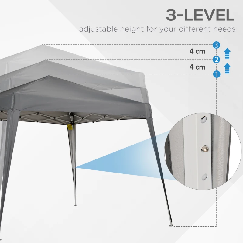 Outsunny Garden Canopy 3x3m Pop-up Folding Tent Steel Waterproof Polyester UV-Resistant with Carry Bag Gray