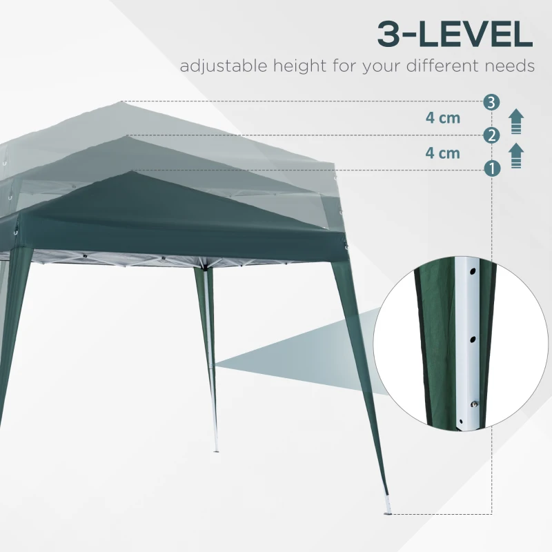 Outsunny Pop-up Folding Garden Gazebo Canopy 2.4 x 2.4 m Steel Polyester UV-Resistant with Carry Bag Dark Green
