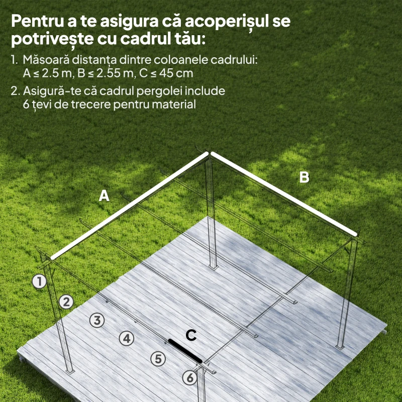 Outsunny Acoperiș pentru Gazebo Pergolă cu 10 Orificii de Drenaj din Poliester, 250x255 cm, pentru Pergolă 3x3m, Crem