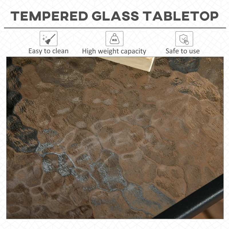 Outsunny Square Patio Table - Tempered Glass Top Bistro Table, Garden Dining Table, Outdoor Accent Coffee Table, 76 x 76cm, Steel Frame with Umbrella Hole