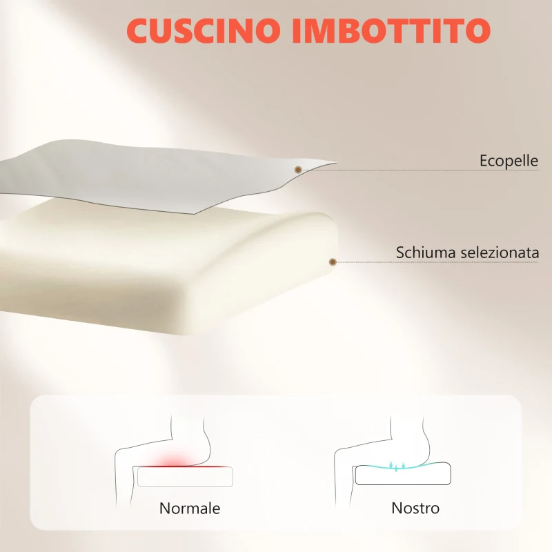 HOMCOM Sedia da Ufficio Massaggiante e Riscaldata, Reclinabile 135° con Poggiapiedi in Pelle PU, Grigio Chiaro